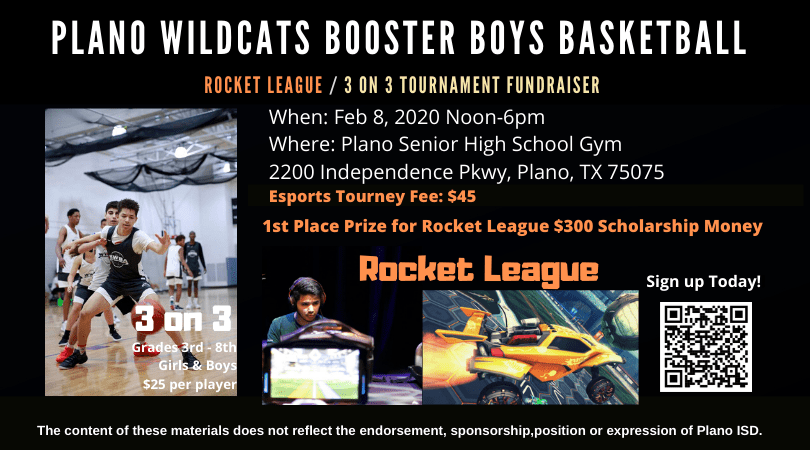 Plano Wildcats Booster Boys Basketball Rocket League 3-on-3 Tournament Fundraiser